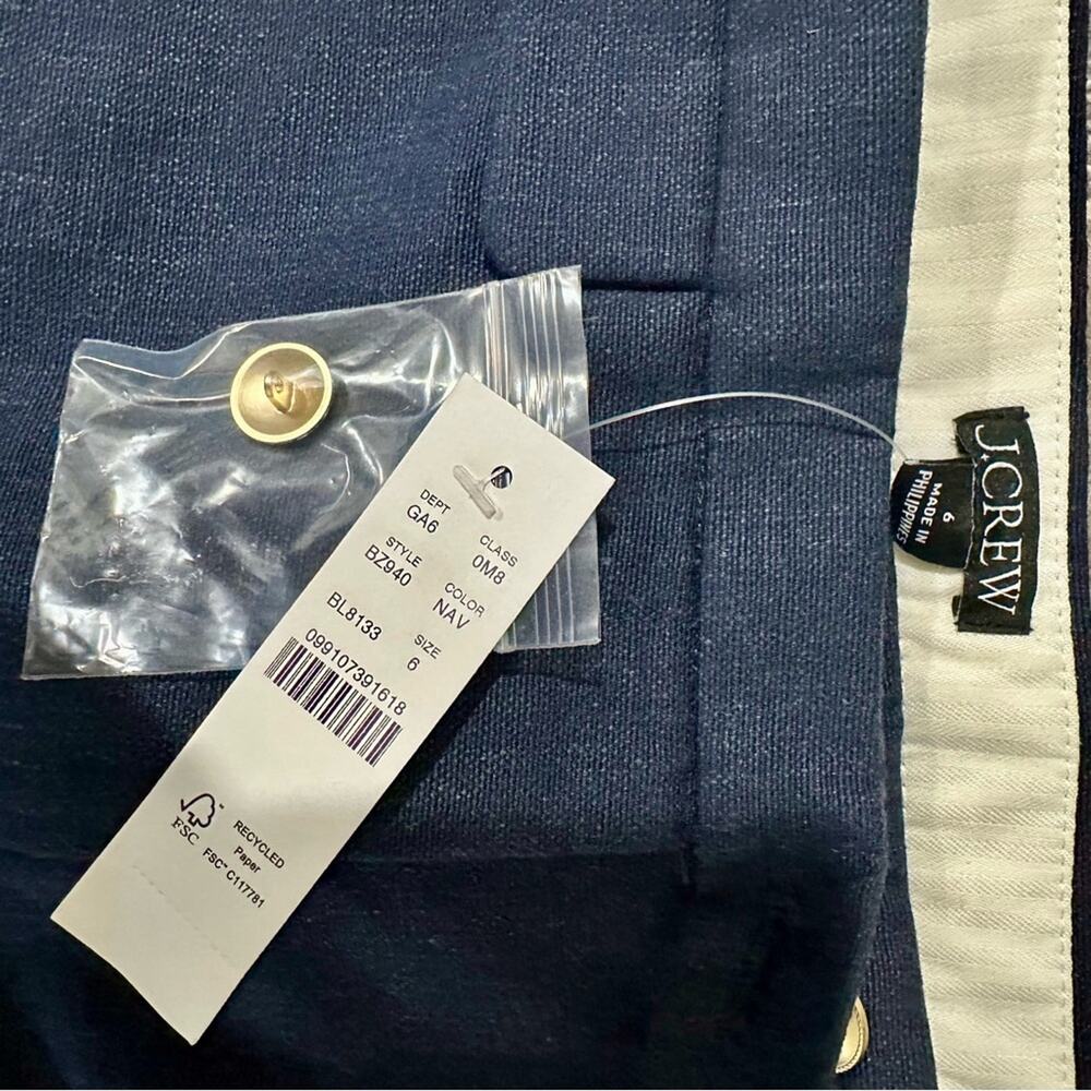 J. Crew 3" suit short in textured linen blend, Navy Blue, 6 - Picture 3 of 4